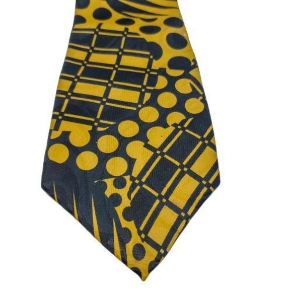 Christian Armand Hand Made Navy Blue Gold Neck Tie - Picture 11 of 17